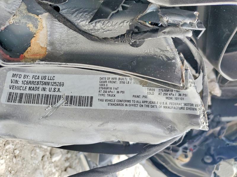 49860366 :رقم المزاد ، 1C6RREBT5NN125269 vin ، 2022 Ram 1500 مزاد بيع