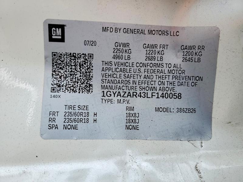 2020 Cadillac Xt4 მანქანა იყიდება აუქციონზე, vin: 1GYAZAR43LF140058, აუქციონის ნომერი: 49557806