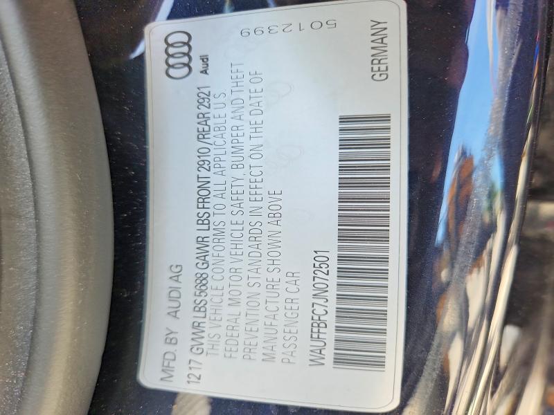48413706 :رقم المزاد ، WAUFFBFC7JN072501 vin ، 2018 Audi S6 مزاد بيع