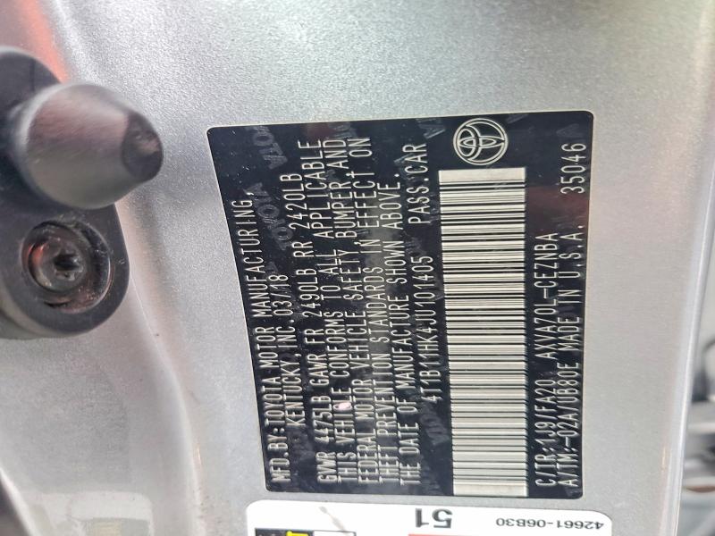 48064726 :رقم المزاد ، 4T1B11HK4JU101405 vin ، 2018 Toyota Camry مزاد بيع