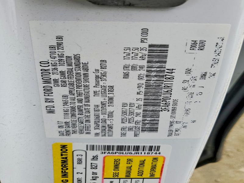 Aukcja sprzedaży 2018 Ford Fusion, vin: 3FA6P0LU6JR118744, numer aukcji: 51786086