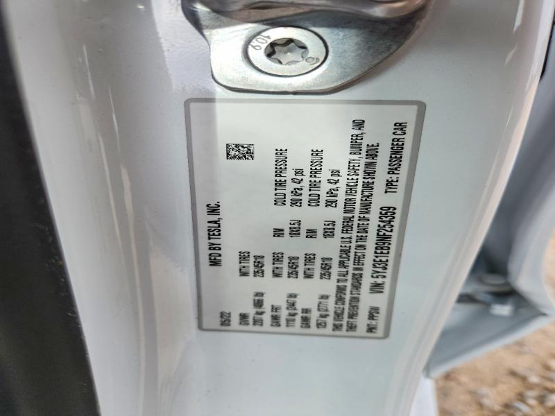 48917146 :رقم المزاد ، 5YJ3E1EB9NF254359 vin ، 2022 Tesla Mdl 3 مزاد بيع