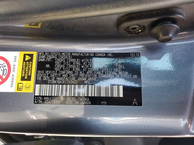 Aukcja sprzedaży 2014 Lexus Rx 350, vin: 2T2BK1BA3EC243423, numer aukcji: 49960346