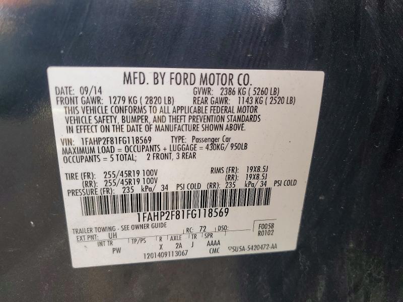 2015 Ford Taurus მანქანა იყიდება აუქციონზე, vin: 1FAHP2F81FG118569, აუქციონის ნომერი: 48826286