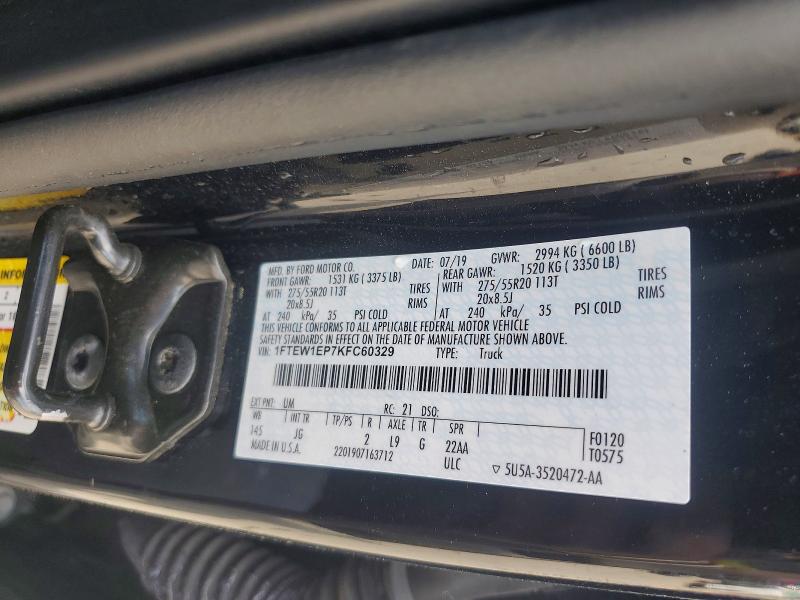 Продажа на аукционе авто 2019 Ford F150, vin: 1FTEW1EP7KFC60329, номер лота: 49637356