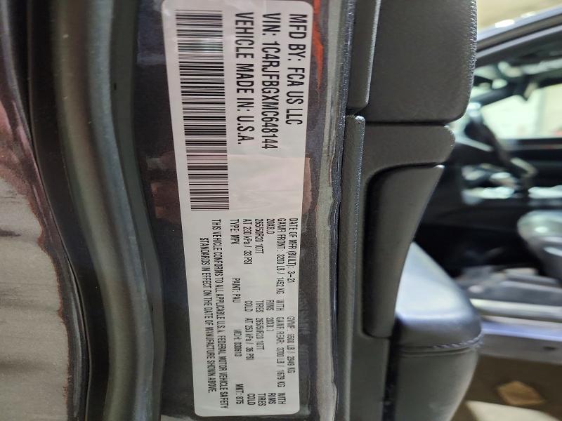 50325016 :رقم المزاد ، 1C4RJFBGXMC648144 vin ، 2021 Jeep Grand Cherokee مزاد بيع