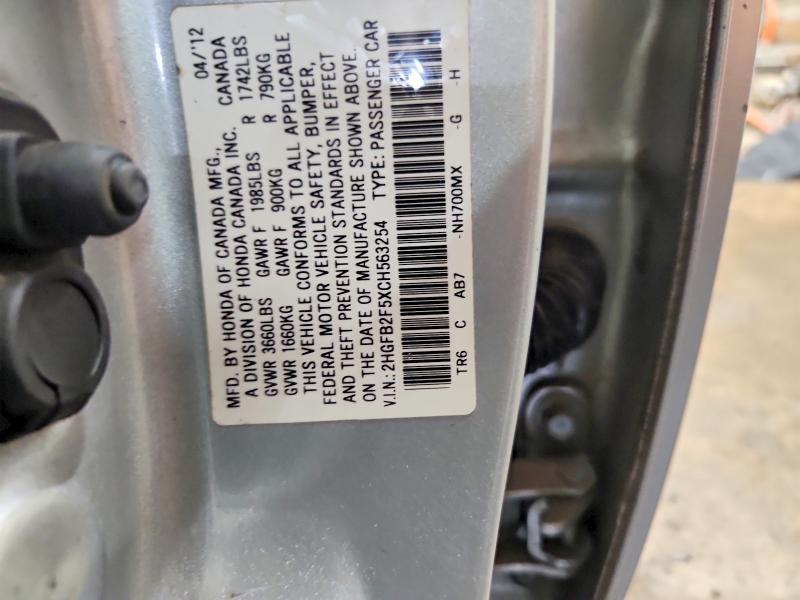 Aukcja sprzedaży 2012 Honda Civic, vin: 2HGFB2F5XCH563254, numer aukcji: 49285636