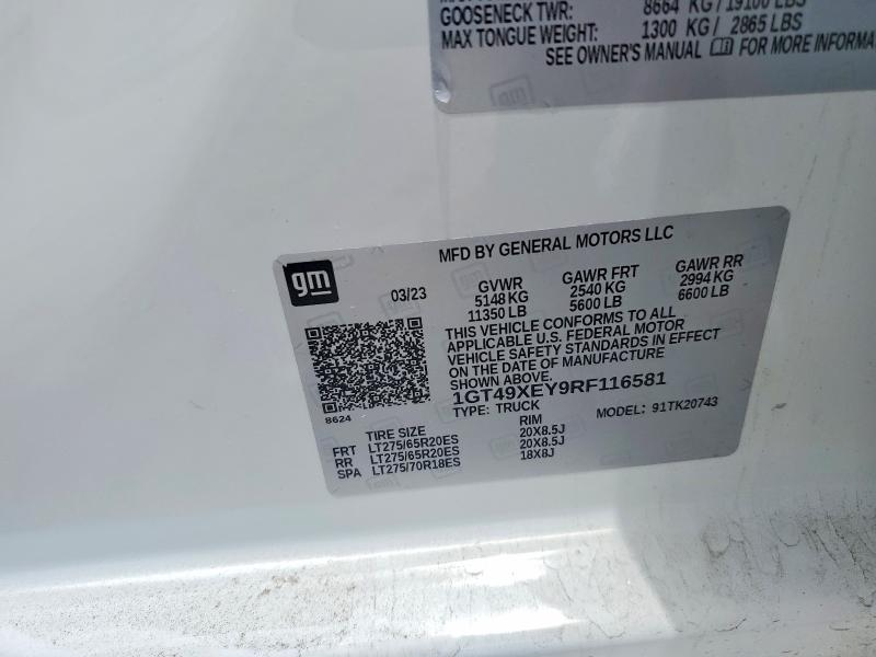 51402686 :رقم المزاد ، 1GT49XEY9RF116581 vin ، 2024 Gmc Sierra مزاد بيع