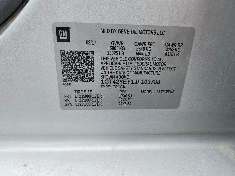 49717216 :رقم المزاد ، 1GT42YEY1JF103788 vin ، 2018 Gmc Sierra مزاد بيع