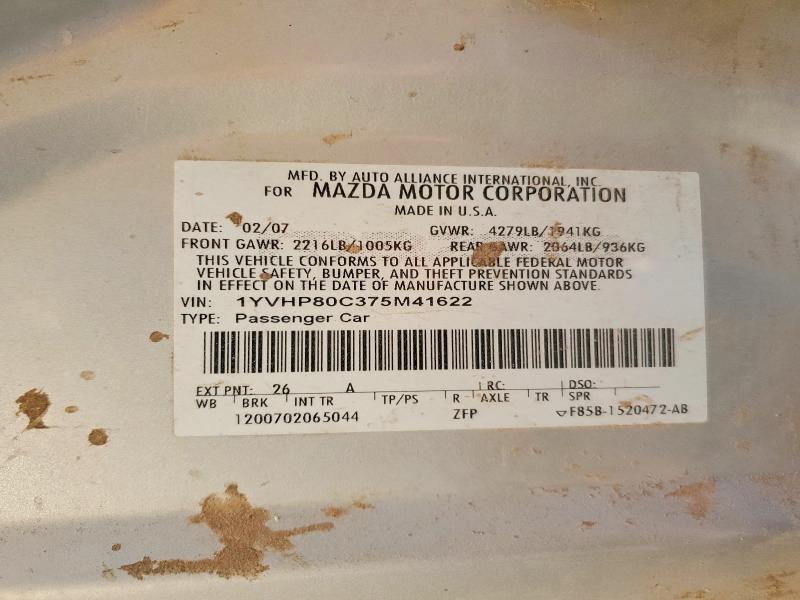 48359236 :رقم المزاد ، 1YVHP80C375M41622 vin ، 2007 Mazda 6 مزاد بيع