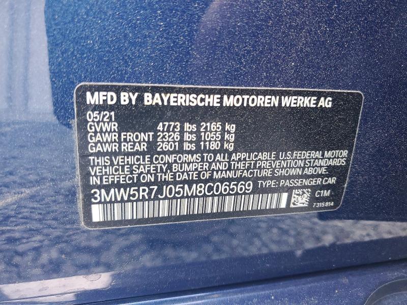 Продажа на аукционе авто 2021 Bmw 330xi, vin: 3MW5R7J05M8C06569, номер лота: 48111806