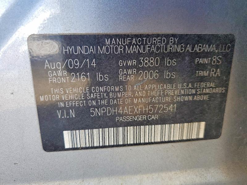 49053416 :رقم المزاد ، 5NPDH4AEXFH572541 vin ، 2015 Hyundai Elantra مزاد بيع