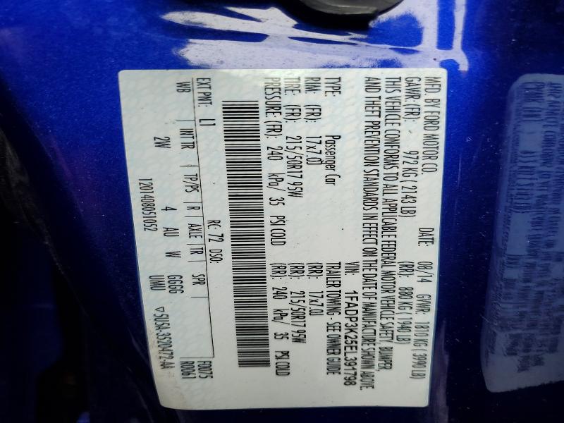 2014 Ford Focus მანქანა იყიდება აუქციონზე, vin: 1FADP3K25EL391798, აუქციონის ნომერი: 48200226