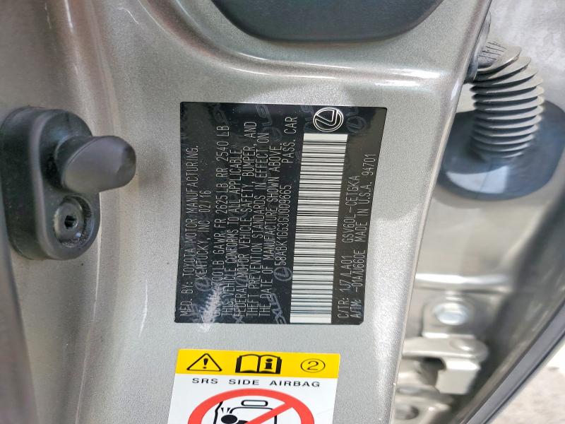 48634496 :رقم المزاد ، 58ABK1GG3GU009665 vin ، 2016 Lexus Es 350 مزاد بيع