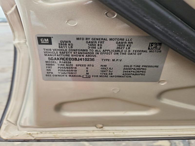 50830436 :رقم المزاد ، 5GAKRCED3BJ410236 vin ، 2011 Buick Enclave مزاد بيع