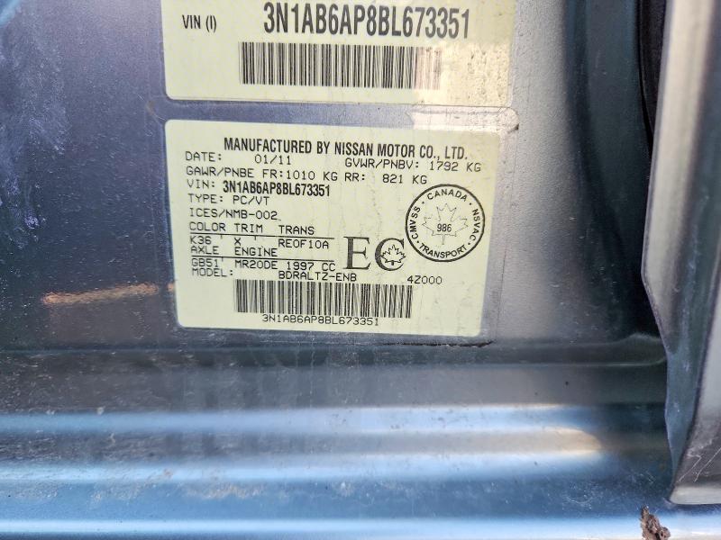 Продаж на аукціоні авто 2011 Nissan Sentra, vin: 3N1AB6AP8BL673351, номер лоту: 49047986