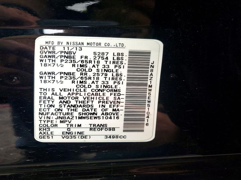 Продаж на аукціоні авто 2014 Nissan Murano, vin: JN8AZ1MW5EW510416, номер лоту: 50764986