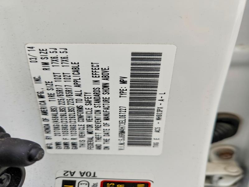 2014 Honda Cr-v მანქანა იყიდება აუქციონზე, vin: 5J6RM4H73EL067227, აუქციონის ნომერი: 49046386