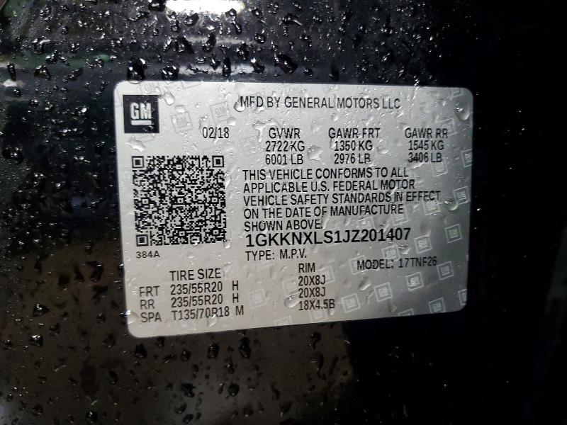 50769886 :رقم المزاد ، 1GKKNXLS1JZ201407 vin ، 2018 Gmc Acadia مزاد بيع