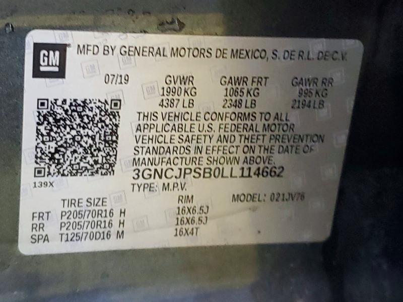 Продажа на аукционе авто 2020 Chevrolet Trax, vin: 3GNCJPSB0LL114662, номер лота: 51252526
