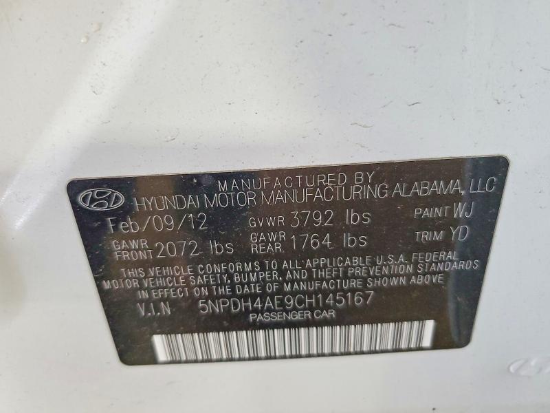 Продаж на аукціоні авто 2012 Hyundai Elantra, vin: 5NPDH4AE9CH145167, номер лоту: 51354086