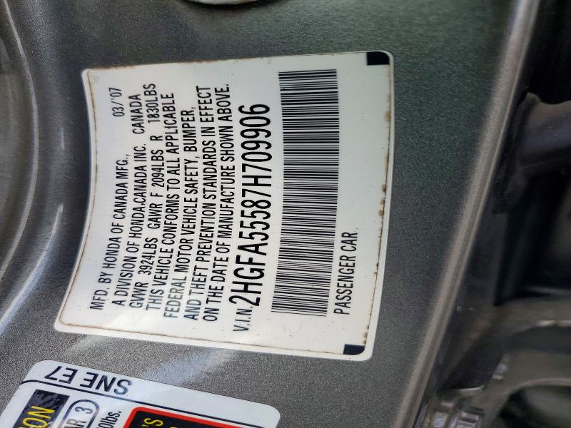 Продаж на аукціоні авто 2007 Honda Civic, vin: 2HGFA55587H709906, номер лоту: 49555706