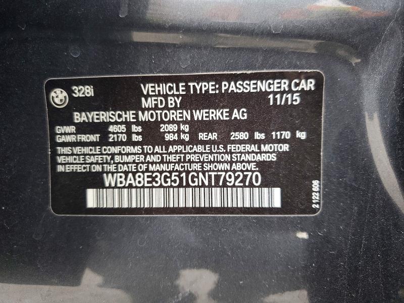 Aukcja sprzedaży 2016 Bmw 328, vin: WBA8E3G51GNT79270, numer aukcji: 49977136