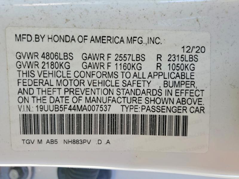 Продажа на аукционе авто 2021 Acura Tlx, vin: 19UUB5F44MA007537, номер лота: 50460716