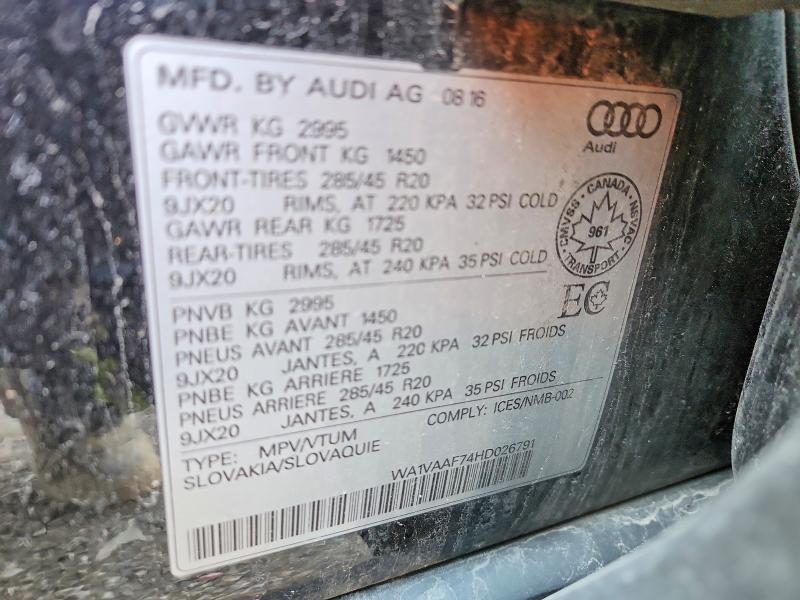 Aukcja sprzedaży 2017 Audi Q7, vin: WA1VAAF74HD026791, numer aukcji: 50589296
