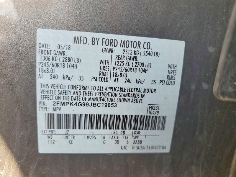 Aukcja sprzedaży 2018 Ford Edge, vin: 2FMPK4G99JBC19653, numer aukcji: 49146046