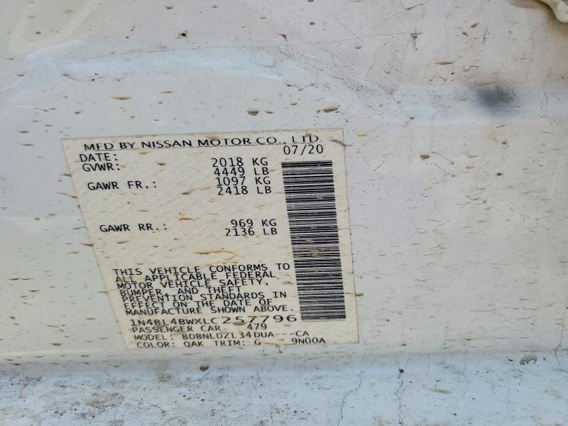 Aukcja sprzedaży 2020 Nissan Altima, vin: 1N4BL4BWXLC257796, numer aukcji: 48657706