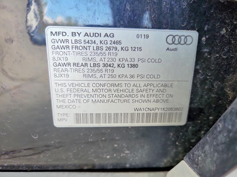 Продажа на аукционе авто 2019 Audi Q5, vin: WA1CNAFY1K2053602, номер лота: 50362986