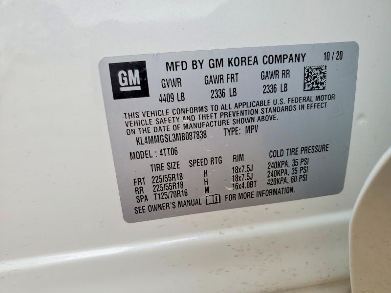 Aukcja sprzedaży 2021 Buick Encore Gx, vin: KL4MMGSL3MB087838, numer aukcji: 48309306