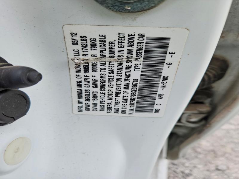 49975126 :رقم المزاد ، 19XFB2F58CE066715 vin ، 2012 Honda Civic مزاد بيع