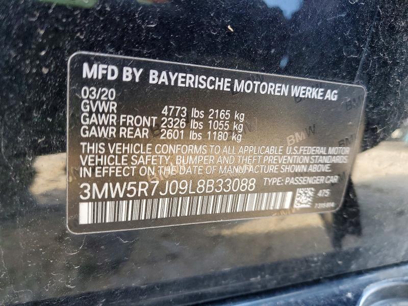 Продаж на аукціоні авто 2020 Bmw 330xi, vin: 3MW5R7J09L8B33088, номер лоту: 48959766
