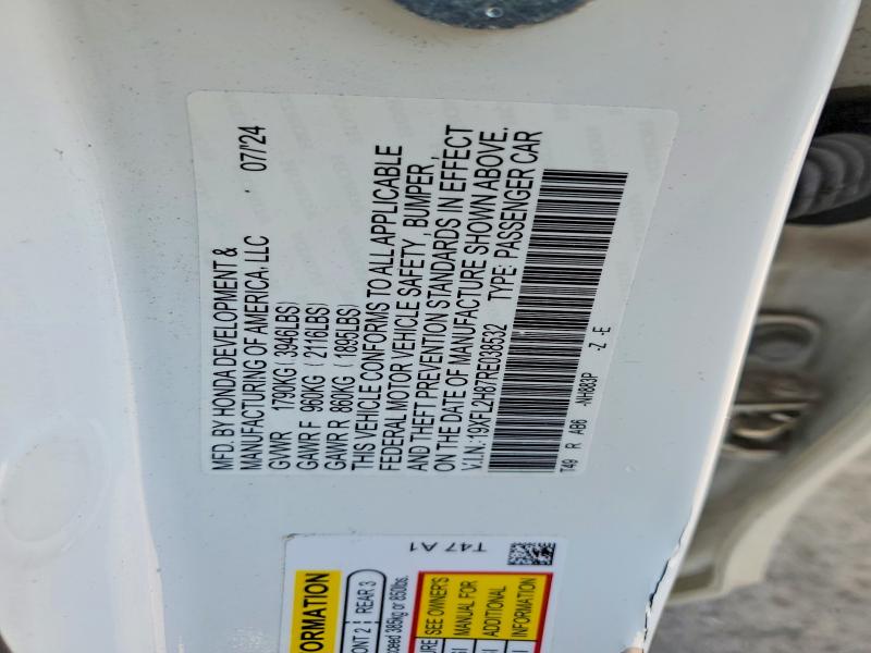 Продажа на аукционе авто 2024 Honda Civic, vin: 19XFL2H87RE038532, номер лота: 49037686