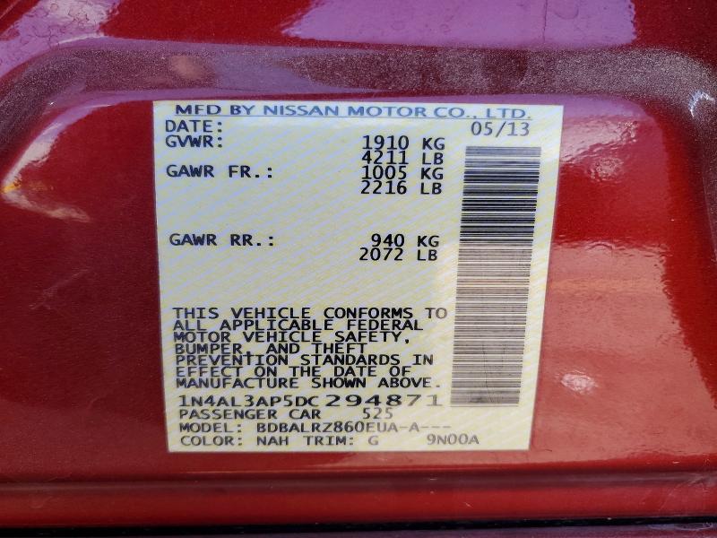 2013 Nissan Altima მანქანა იყიდება აუქციონზე, vin: 1N4AL3AP5DC294871, აუქციონის ნომერი: 50080606