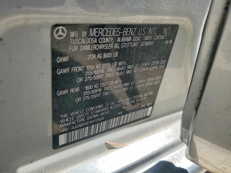 Aukcja sprzedaży 1999 Mercedes-benz Ml, vin: 4JGAB54E1XA112694, numer aukcji: 48677486