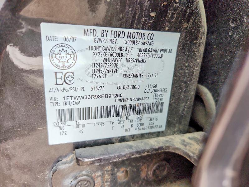 Продажа на аукционе авто 2008 Ford F350, vin: 1FTWW33R98EB91260, номер лота: 50997366
