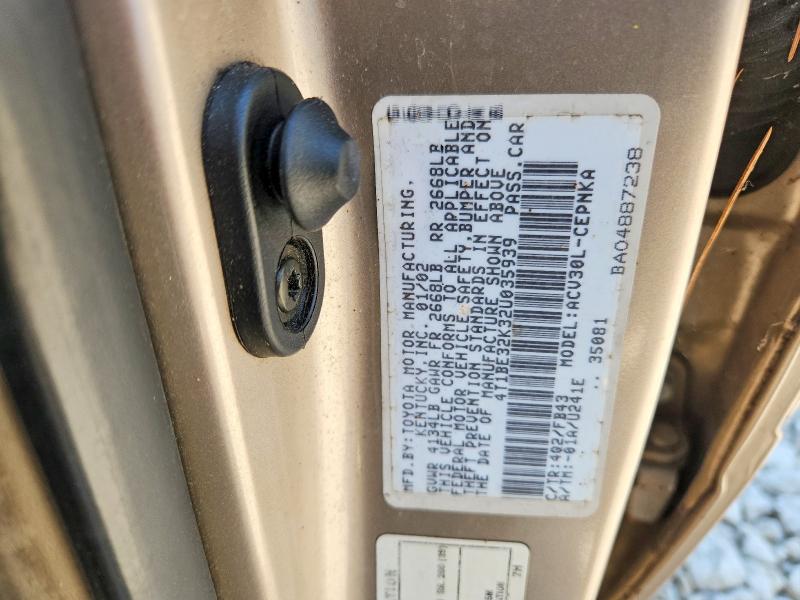 49041026 :رقم المزاد ، 4T1BE32K32U035939 vin ، 2002 Toyota Camry مزاد بيع