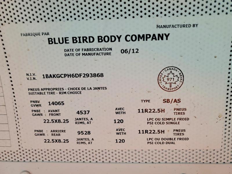 51245216 :رقم المزاد ، 1BAKGCPH6DF293868 vin ، 2013 Bluebird Vision مزاد بيع