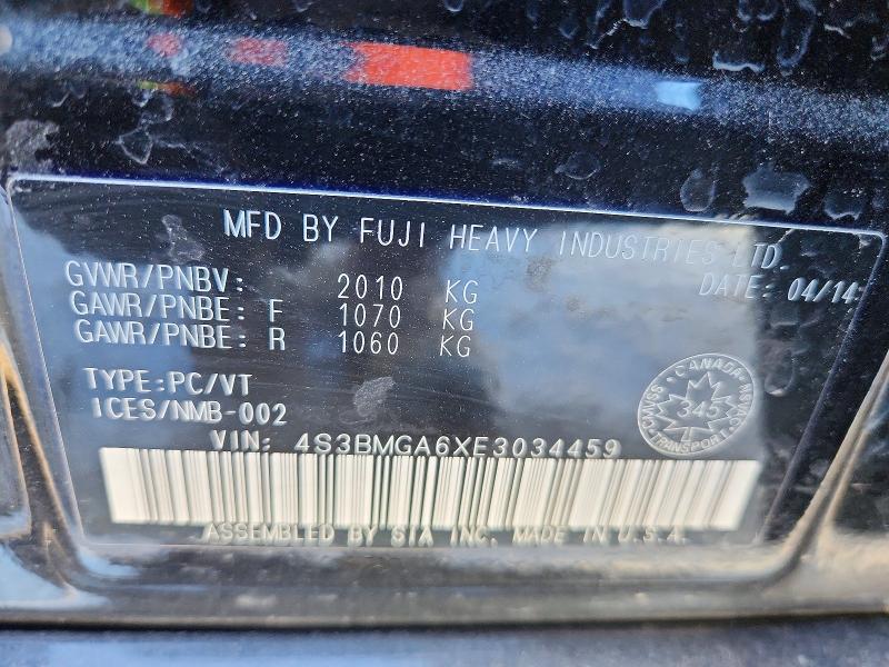 48614736 :رقم المزاد ، 4S3BMGA6XE3034459 vin ، 2014 Subaru Legacy مزاد بيع