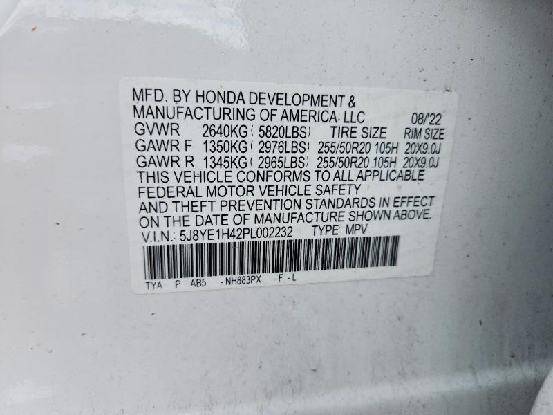 2023 Acura Mdx მანქანა იყიდება აუქციონზე, vin: 5J8YE1H42PL002232, აუქციონის ნომერი: 50360376