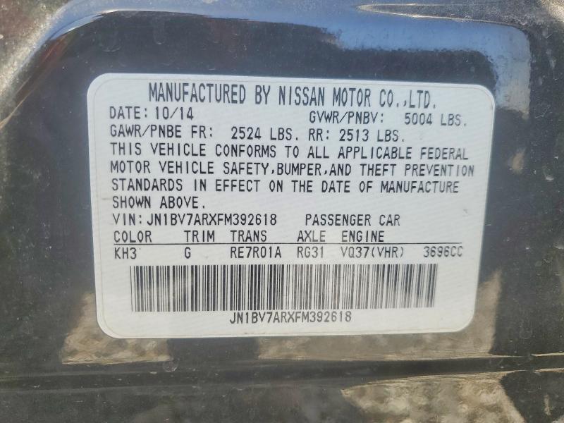 Aukcja sprzedaży 2015 Infiniti Q50, vin: JN1BV7ARXFM392618, numer aukcji: 49302256
