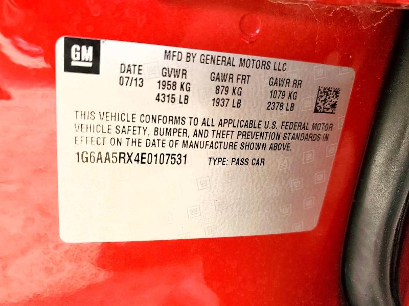 51989106 :رقم المزاد ، 1G6AA5RX4E0107531 vin ، 2014 Cadillac Ats مزاد بيع