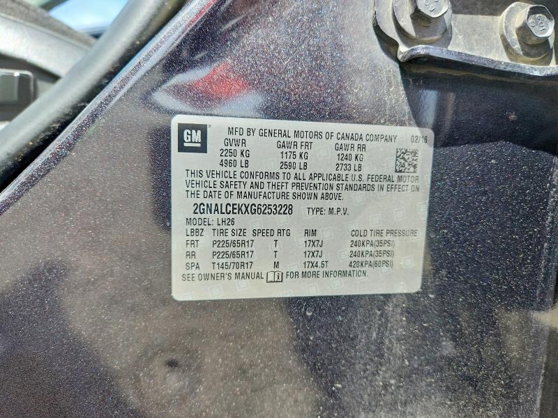 Продаж на аукціоні авто 2016 Chevrolet Equinox, vin: 2GNALCEKXG6253228, номер лоту: 51632086