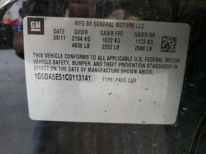 Aukcja sprzedaży 2012 Cadillac Cts, vin: 1G6DA5E51C0113141, numer aukcji: 51120326