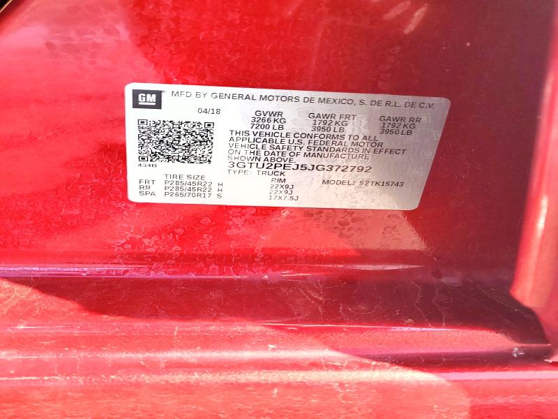 50129256 :رقم المزاد ، 3GTU2PEJ5JG372792 vin ، 2018 Gmc Sierra مزاد بيع