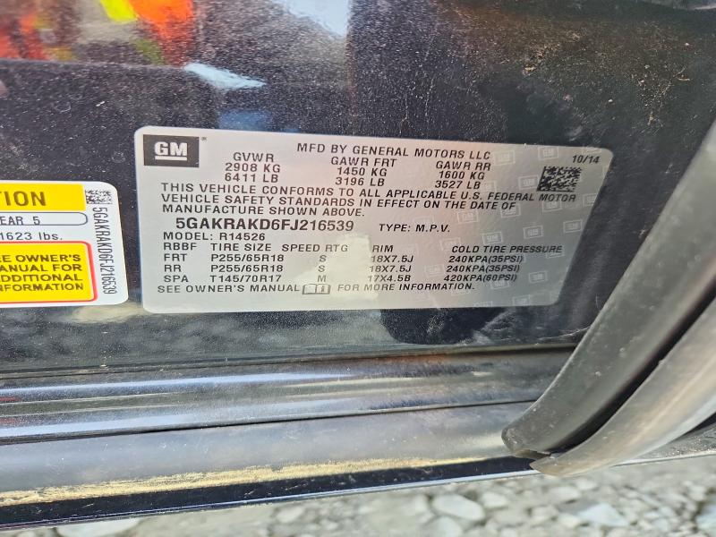 Продаж на аукціоні авто 2015 Buick Enclave, vin: 5GAKRAKD6FJ216539, номер лоту: 49335456