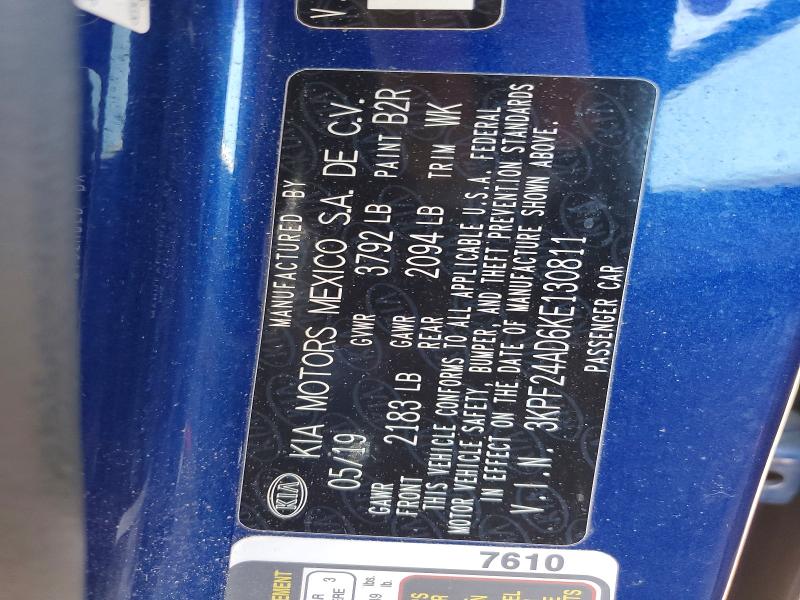 Продажа на аукционе авто 2019 Kia Forte, vin: 3KPF24AD6KE130811, номер лота: 50756596